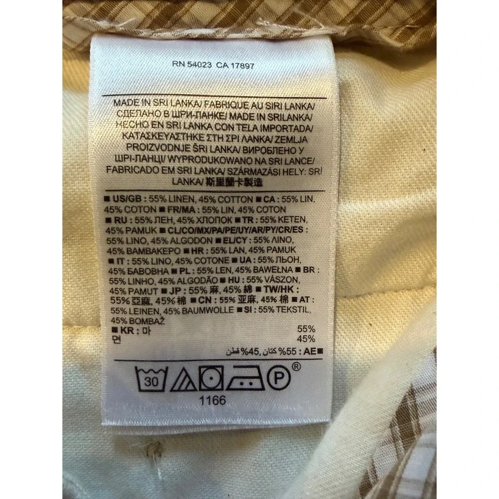 Banana Republic Kentfield Pant Mens 34x34 Beige Linen Cotton Blend Straight Leg